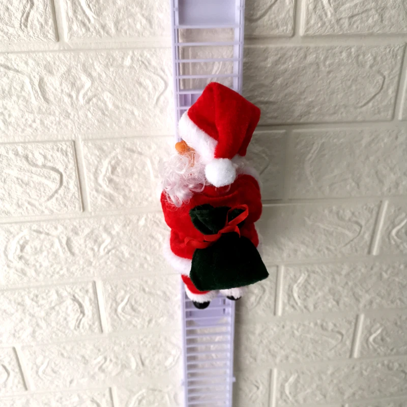 Gift Electric Climbing Ladder Santa Claus Christmas Ornament Decoration For Home Christmas Tree Hanging Decor With Music