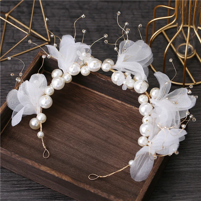 Beautiful Silk Yarn Flower dreamy Earrings Exterior Style headband Wedding hair accessories for bride