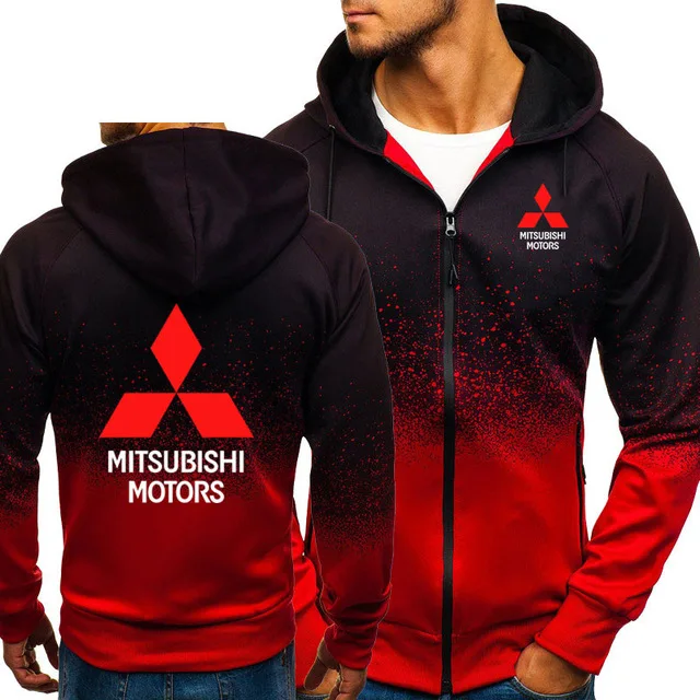 Толстовки мужские для Mitsubishi с логотипом автомобиля, повседневные Хип-хоп Харадзюку, градиентные цвета, флисовые толстовки с капюшоном, куртка на молнии, Мужская V - Цвет: as picture