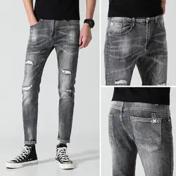 2019 новые мужские джоггеры горячая Распродажа повседневные популярные мужские новые модные повседневные джинсы Прямые рваные джинсы