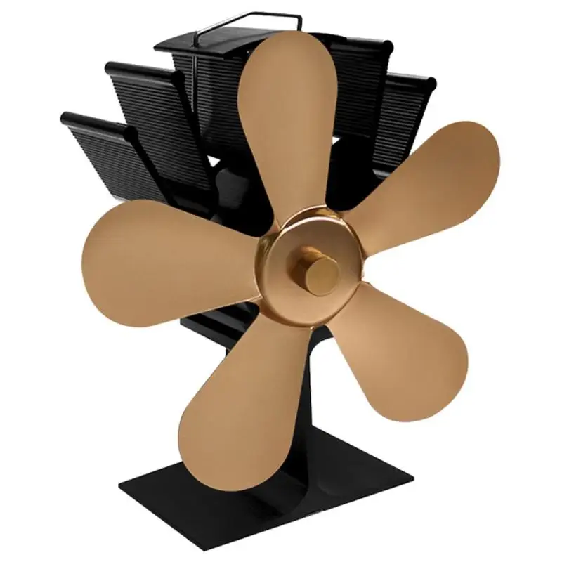 4/5 лопастей алюминиевый вентилятор для печки с тепловым питанием горелка с низким уровнем шума теплораспределительный вентилятор теплоотвод устройство домашней вентиляции - Цвет: E