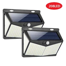Солнечная лампа 208 светодиодный PIR датчик движения лампа на открытом воздухе IP65 водонепроницаемый Солнечный садовый светильник s аварийный светильник безопасности Солнечная настенная лампа