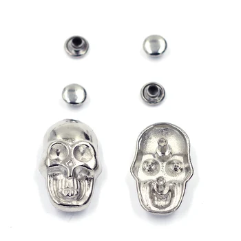 

10Sets Spike Studs Spots Garment Rivets Silver Tone Punk Skull Skeleton DIY Bag Shoes Clothes Crafts Making 26x16mm