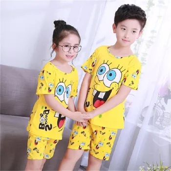 

Girls Boys Suits Nightwear Cartoon Short Sleeve Casual Nightgown Suits Clothing Kids Pajamas for 3~8 years old