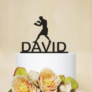 

Personalized Name Boxing Birthday Cake Topper Unique Boy's Birthday Celebration Cake Decoration Acrylic Wooden Customized Topper