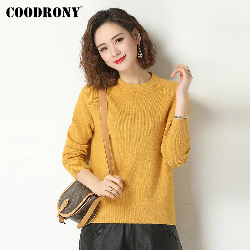 

COODRONY Brand Basic Casual O-Neck Warm Pullover Sweaters Women Autumn Winter Streetwear Solid Color Slim Female Jumpers W1106