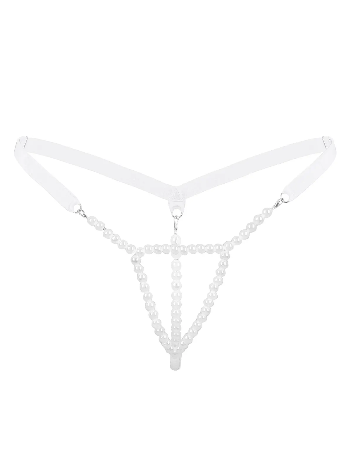 Sexy Womrn G-Strings Thong Briefs Underwear Female Lingerie T-Back Open Butt Pearl Sissy Panties Mini Bikini Swimsuit Underpants - Цвет: White