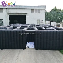 Рекламное использование 11x11x2,2 mH надувной черный лабиринт газированный характеристика Рекламы Логотип Лазерная бирка Лабиринт для игр на открытом воздухе