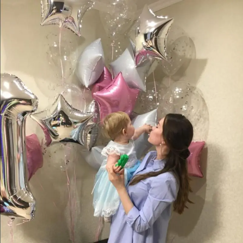 Baby Shower 18 дюймов розового и белого цвета Звездные гелиевые фольгированные шары