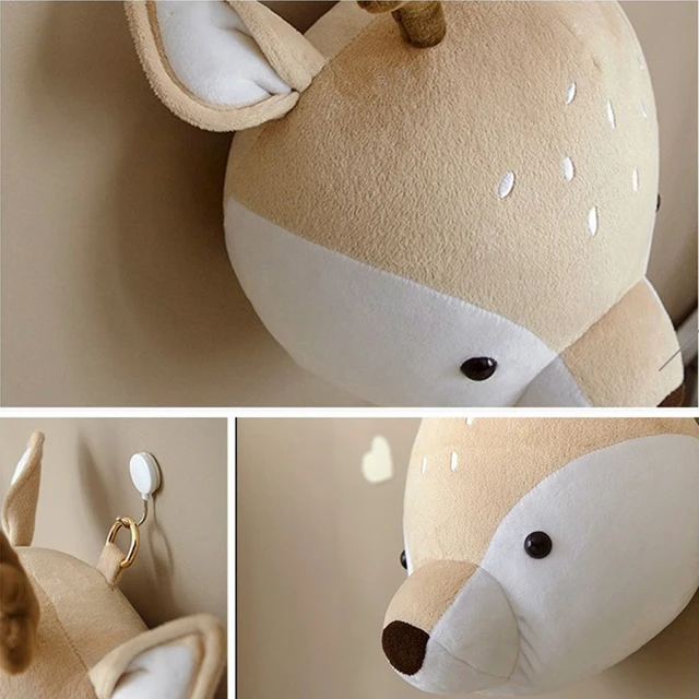 1Pc Kids Room Decoration 3D Animal Heads Wall Hanging Decor For Children Room Nursery Room Decoration Soft Install 3