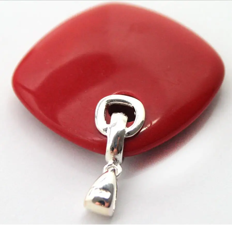 Имитация серебра 925 пробы 35x35 мм красная Коралловая подвеска в подарок на день Св.