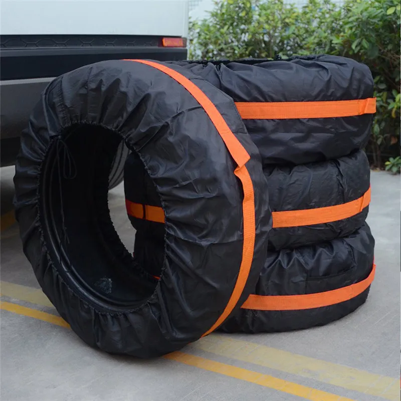 

4PCS Spare Tire Cover Case Polyester Winter And Summer Car Tires Car Storage Bag Accessories