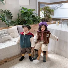 Г.; корейский стиль; теплое шерстяное пальто для мальчиков и девочек; зимняя модная детская куртка с длинными рукавами для девочек; размер на 2-7 лет