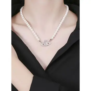 

Planet Pearl Short Necklace Women Bracelet Jewelry Ins Style Luxury Choker Birthday gift
