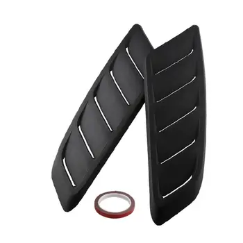 

2 Pcs/set Universal Car Engine Hood Vent Air Intake Cover Louvers Spoiler Trim ABS Black Auto Decoration Tools Accessories
