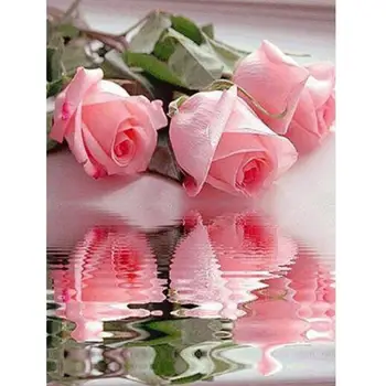 

Diamond Painting The water rose pink picture 5d DIY diamond mosaic gift cross stitch Full diamond embroidery home decor