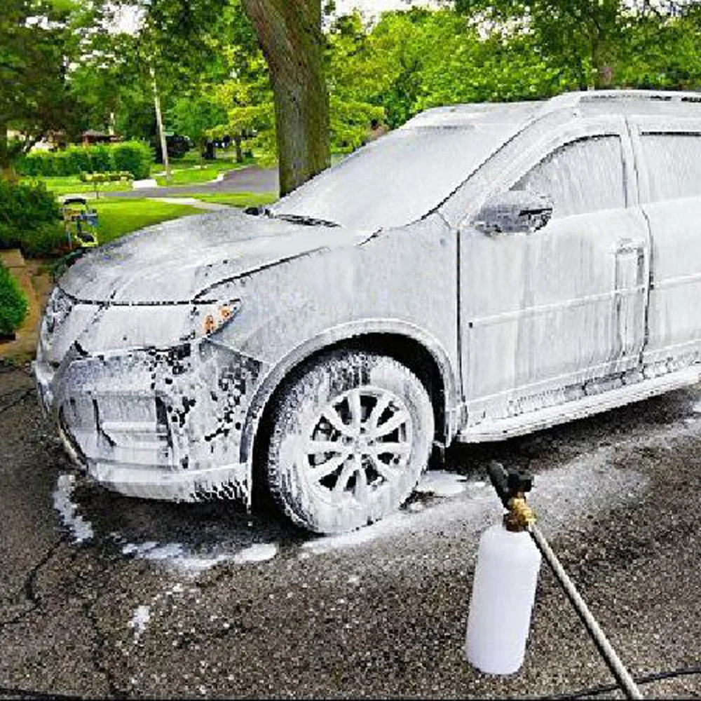 

1pcs Foam Bottle Spray+1pcs Cleaning Glove+5pcs Nozzles Foam Cannon For Hose Washer Jet Adjustable Car Wash Soap Bottle Spray