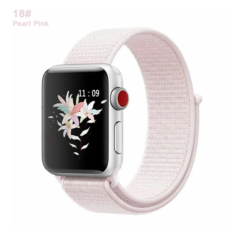 Нейлоновый ремешок для часов Apple Watch Series 4 5 3 2 1 мягкая дышащая Спортивная петля для iWatch 42 мм 44 мм 38 мм 40 мм браслет для часов - Цвет ремешка: 18