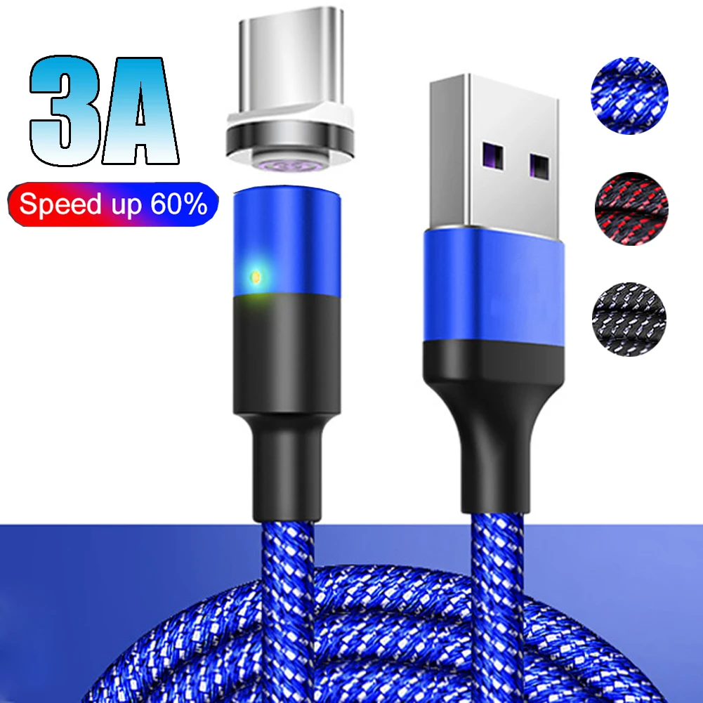 Магнитный зарядный кабель Marjay на 360 °, кабель Micro usb type C для быстрой зарядки iPhone, samsung, Xiaomi, huawei, магнит для мобильного телефона - Цвет: Blue