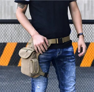 Multifunction Outdoor Cotton Sport Leg Bag Canvas Waist Bag Money Belt Fanny Pack A Lot Of Use And More Choose For Men