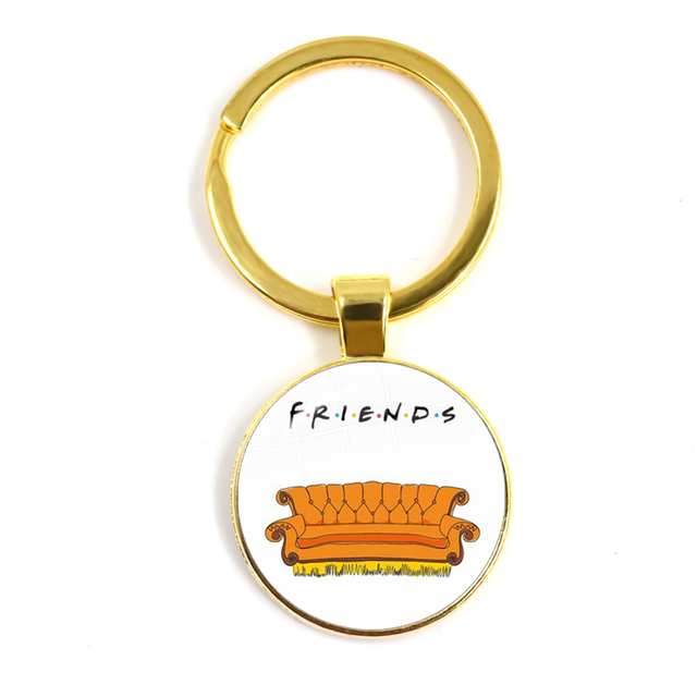 Friends TV Show Pendant Keychain Character Cartoon Fun Pattern 25mm Glass Cabochon Key Ring Keyholder Good Friend Gift