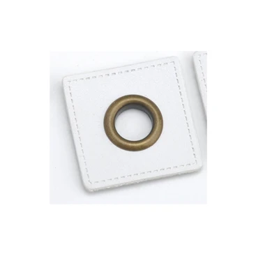 White bronze eyelets 30 шт./лот 27 мм квадратный белый/розовый/Мятный ПУ кожа пришить значки патч этикетки+ Внутренний 8 мм Металлические латунные люверсы втулки - Цвет: White bronze eyelets