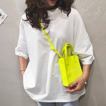 

Women Messenger Bags Neon Yellow Shoulder Crossbody Bags Femme Bag Braided Strap Summer Fashion Handbags Ladies Mini Letters Bag