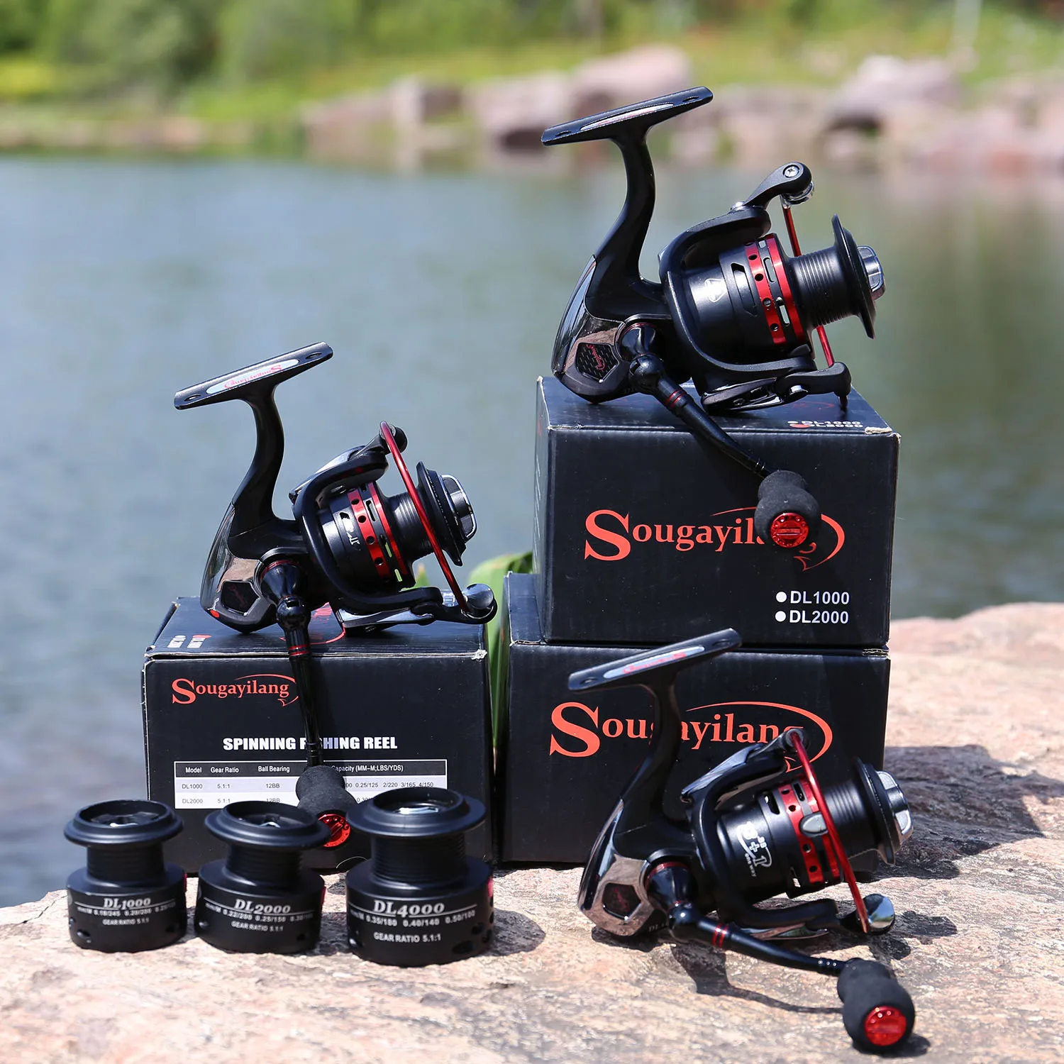 Sougayilang Portable 6 Section M Power Carbon Fiber Spinning Fishing Rod with 13+1BB Spinning Reel Combo Pesca