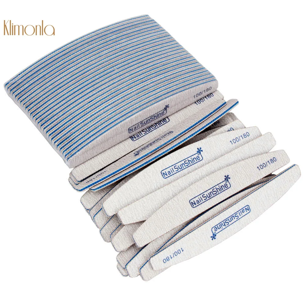 Nail File 100Pcs/lot Blue Sanding Buffer 100/180 Grit Polishing Grinding Nails Care Pedicure UV Gel Polish Salon Tools | Красота и