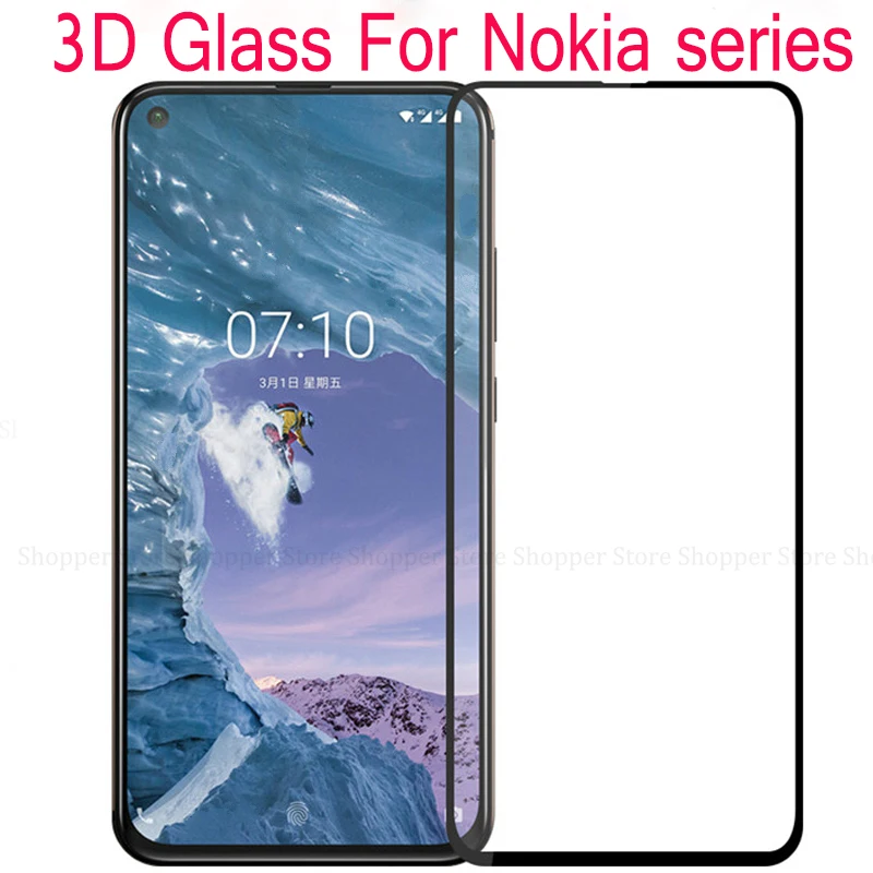 Закаленное 3D стекло с полным покрытием для Nokia 7 2 4 3 8 1 5 Plus X5 защита экрана