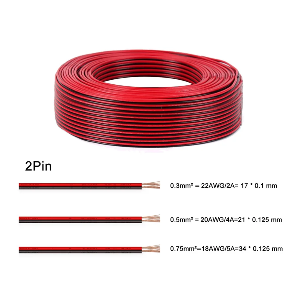 Электрические провода 10 м 2pin 3pin 4pin 5pin WS2812B Разъем светодиодного кабеля 22AWG 20AWG 18AWG