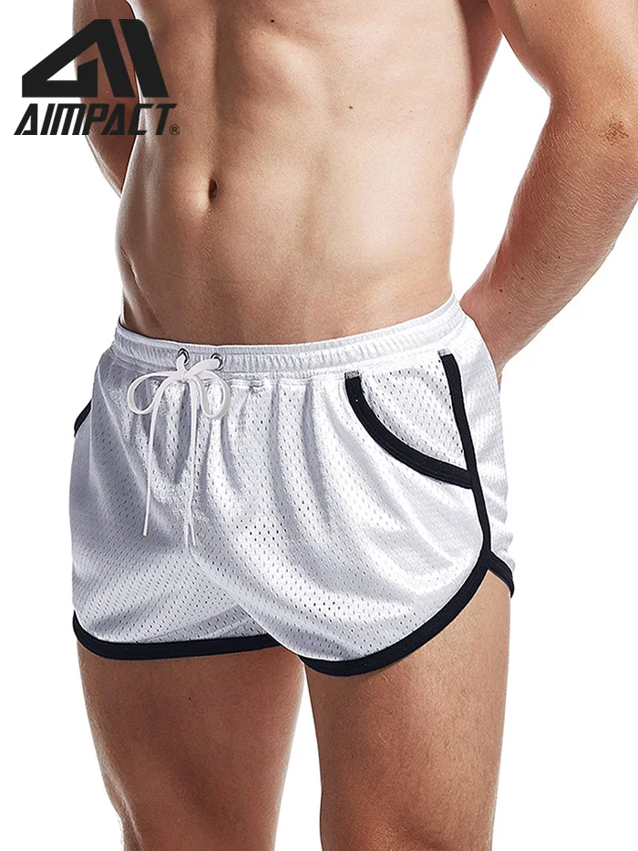 aimpact athletic polegada workout gym booty calções de banho sexy para homem maratona correndo pijamas