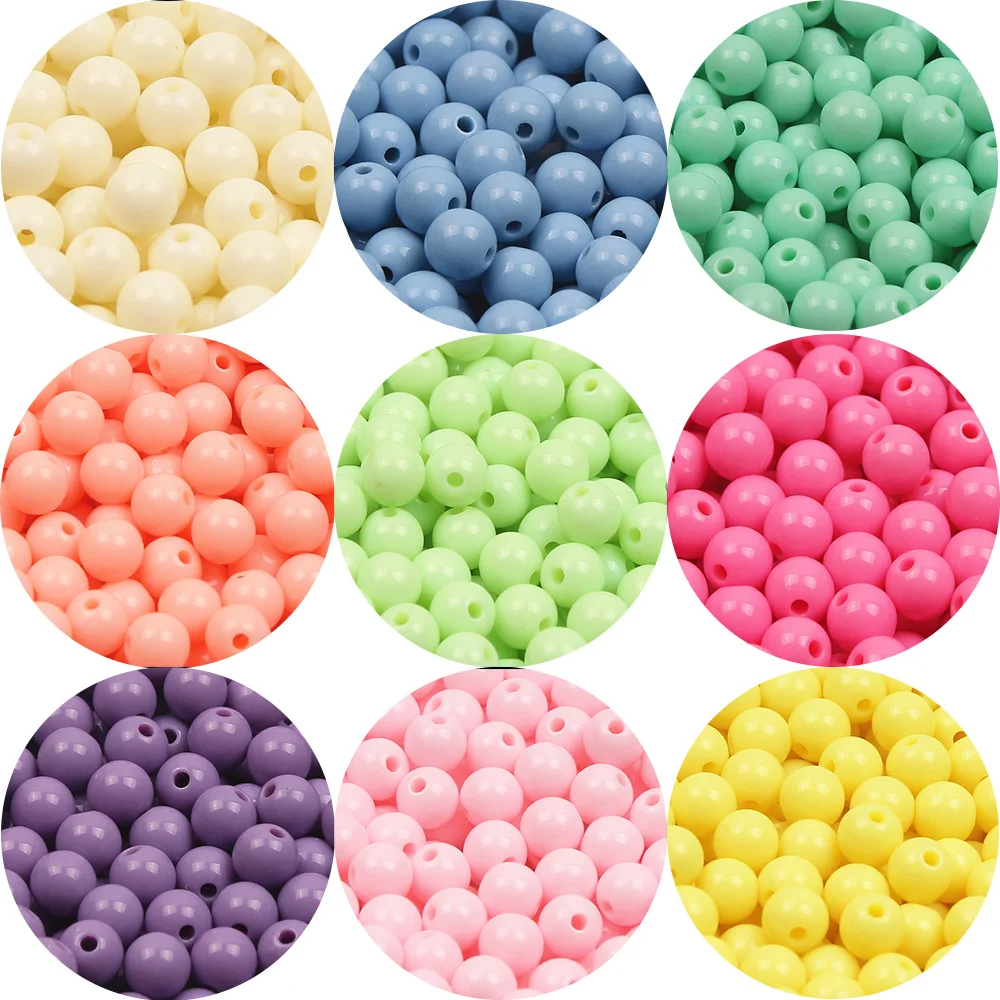 Acrylic Round Beads Bracelet Handmade-Accessories Jewelry-Making Diy Necklace Loose-Balls