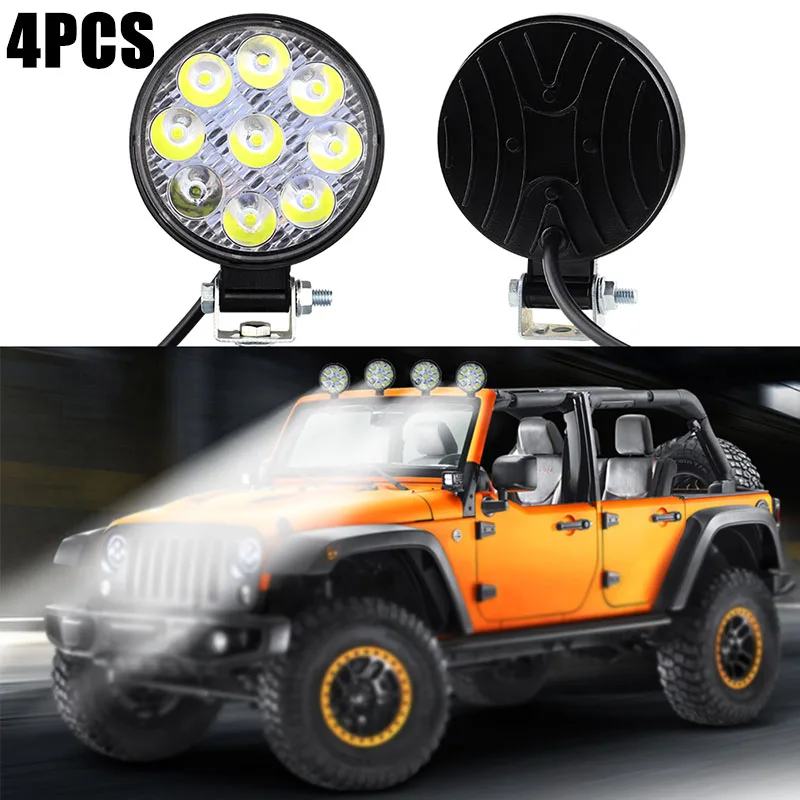 

4pcs/set 27W Aluminum Alloy + PMMA 9-LED Car Light Waterproof Off-road Round Work Lamp 6000K for Truck ATV off-road vehicle
