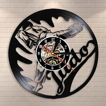 

Judo Martial Wall Arts Judo Gym Sign Wall Clock Jiu-jitsu Vintage Vinyl Record Wall Clock Japanese Fighting Martial Judoka Gifts