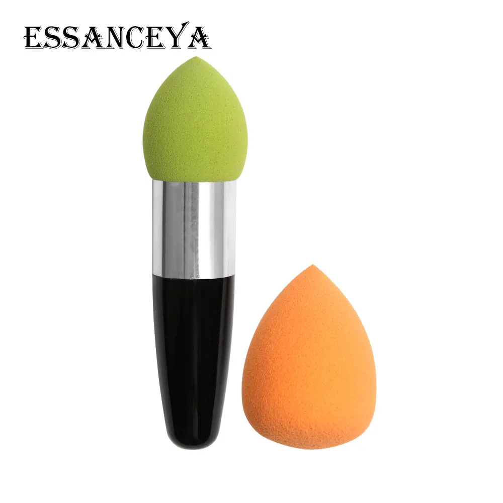 2pcs-green orange ESSANCEYA 2 шт. кисть со спонжем для макияжа Косметическая пуховка Мягкий Гладкий укрыватель Пудра основа Губка Макияж Красота Инструменты Аксессуары - Цвет: 2pcs-green orange