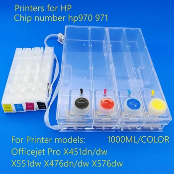 

refillable ink cartridge replacement for 970 971 Officejet Pro X451dn x451dw X551dw X476dn X476dw X576dw printer CISS