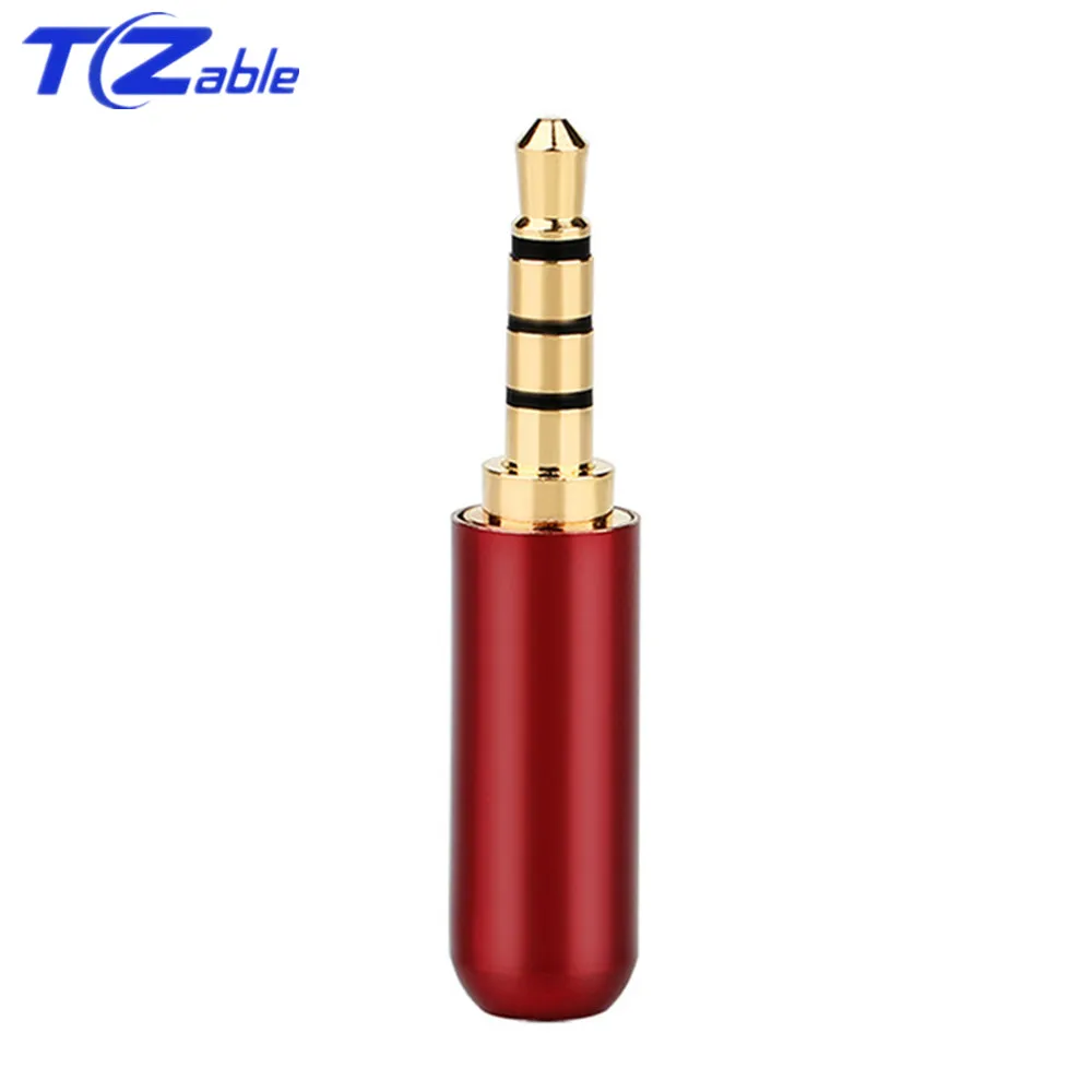 3.5mm 4 pole Red Аудио разъем 3,5 мм аудио разъем 3/4 полюсов разъем для наушников Hifi штекер для ремонта наушников кабель для припоя провода AUX 3,5 Jack адаптер - Цвет: 3.5mm 4 pole Red
