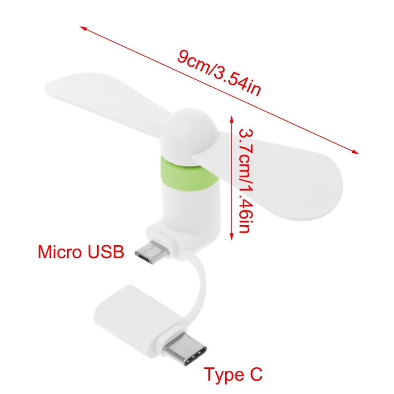 Мини-вентилятор 2в1 типа C Micro USB для мобильного телефона samsung Xiaomi Huawei HTC