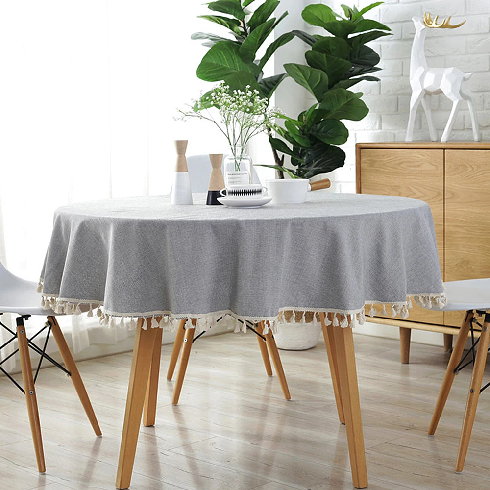 150 CM Round Tablecloth Cotton and Polyester Romantic Flower Printing Tablecloth Outdoor Mat Decoration Wedding