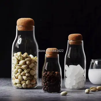 

Glass Jars Mason Jar Transparent Storage Can Cork Stopper Bottle Small Glass Bottle Containers Sealed Tea Coffee Storage Tank