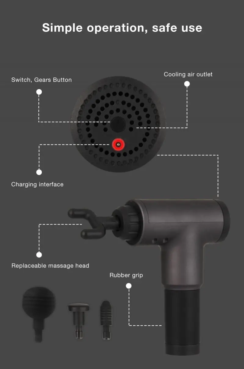 1200-3200/мин массажный пистолет, мышечный массажер, мышечная боль, расслабление тела, коррекция фигуры, облегчение боли, 4 головки с мешком