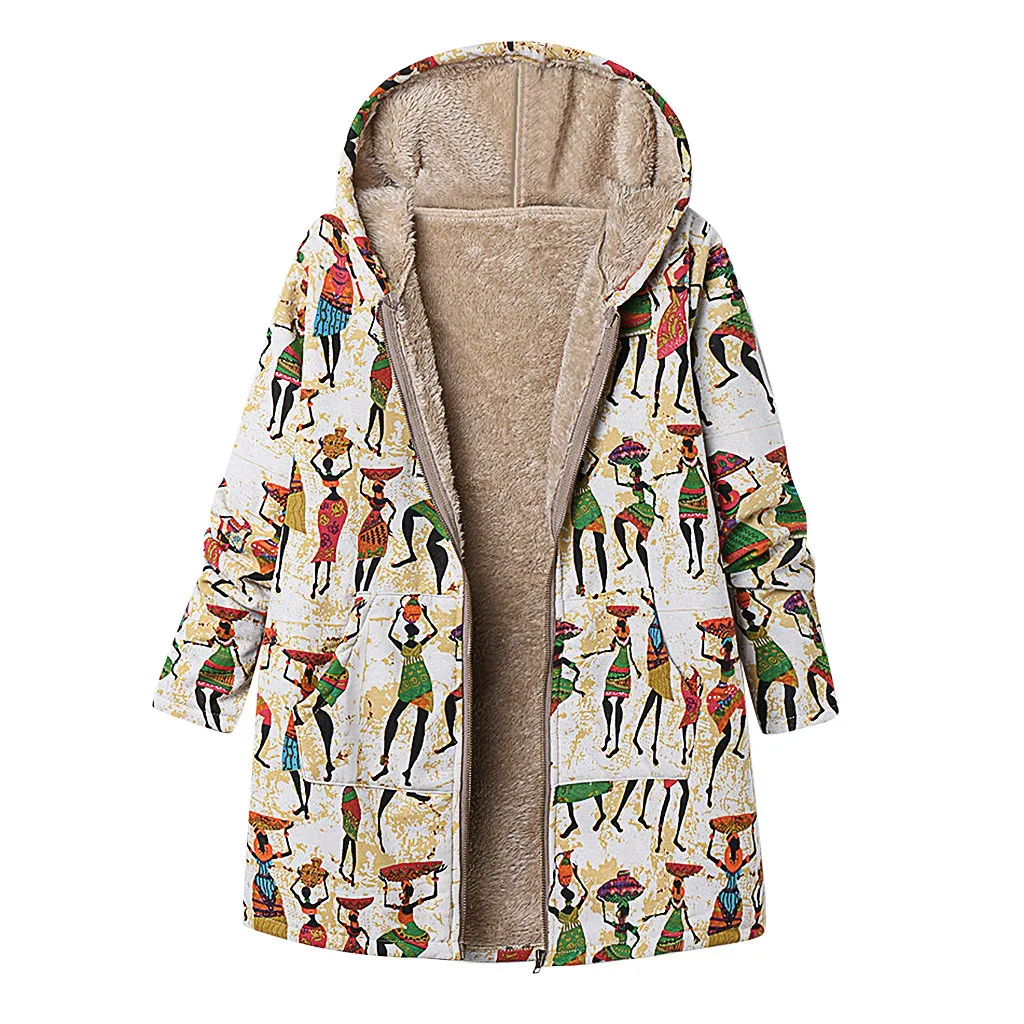 Womail, женские пальто размера плюс, женские зимние теплые ВИНТАЖНЫЕ пальто на молнии с цветочным принтом, верхняя одежда, пальто для женщин Abrigo S-5XL