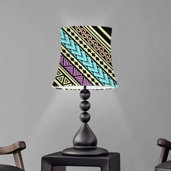 

Blue Orange Vintage Polynesian Pattern Fabric Lampshade With Iron Bracket Table Desk Bed Lamp Cover Chandelier Lamp Shade