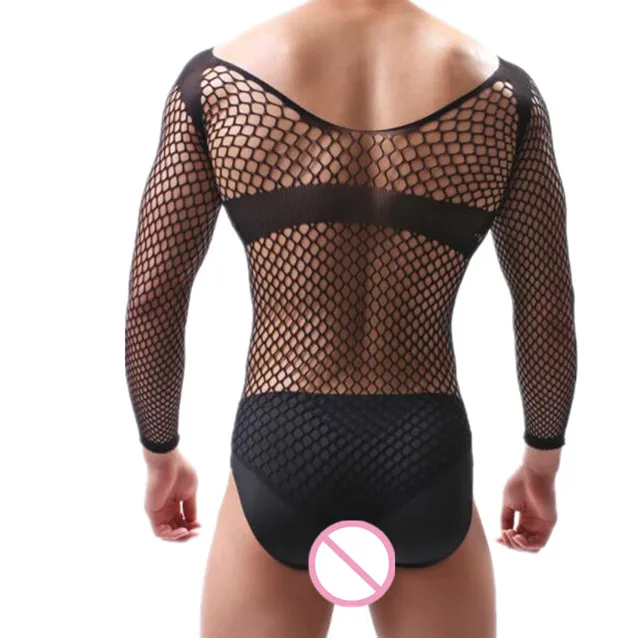 Men's Exotic Pajamas Male Underwear Sexy Jumpsuit Hot Man Sleepwear Sexy Lingerie Mens Fishnet Bodysuit for Happy Husband Gift