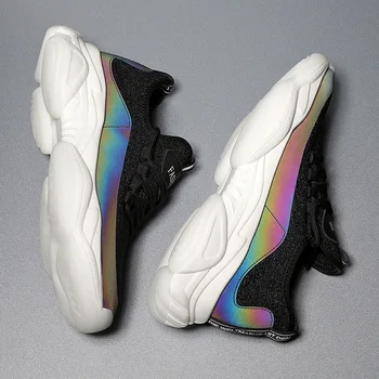 

Autumn Fashion Platform Sneaker Shoes Men Gradient Soft Sole Casual Shoes Breathable Mesh Hard-Wearing Leisure Shoes Black White