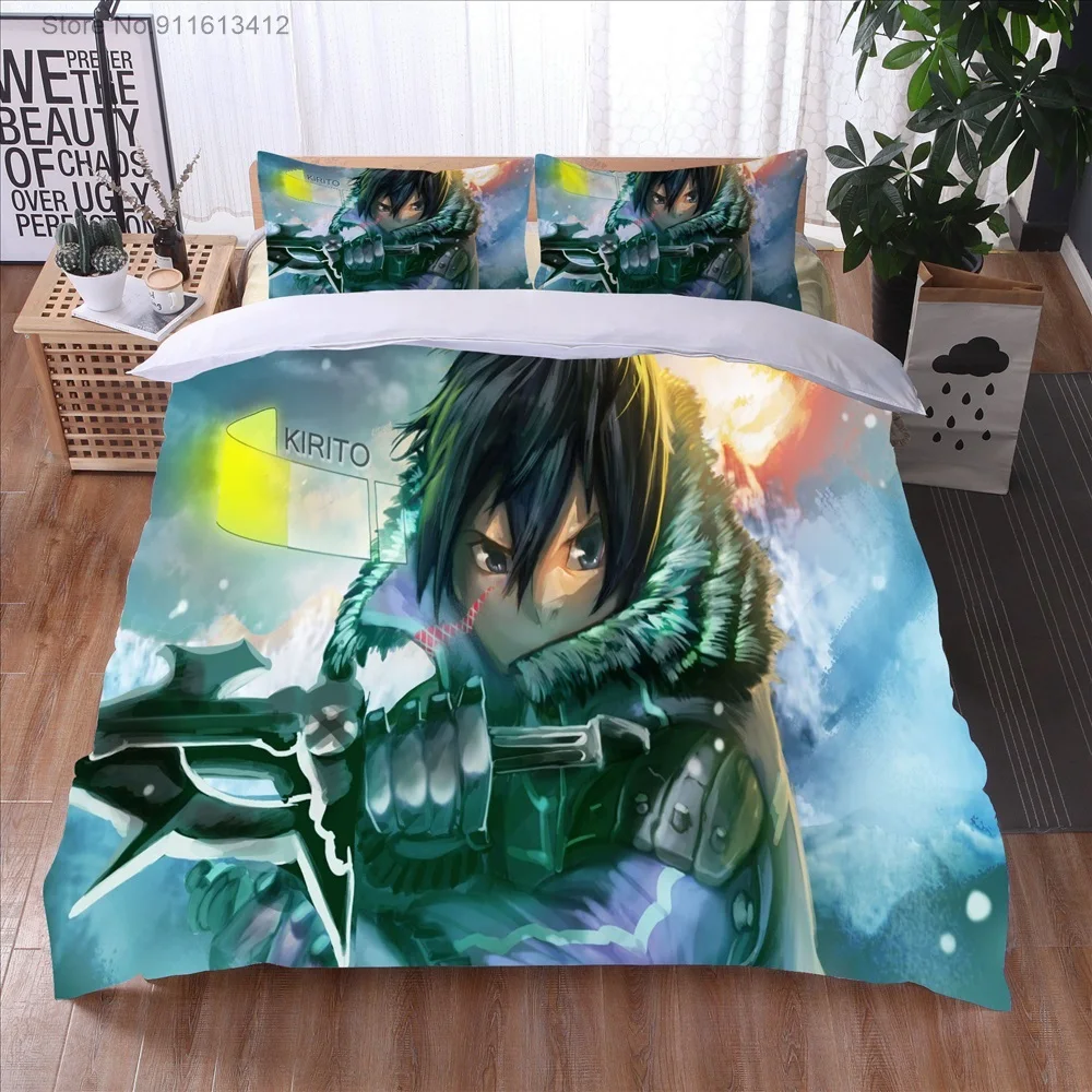 Anime Sword Art Online High Quality 3D Printed Pattern Duvet Cover with Pillow Cover Bedding Set Anime Bed Set Bedroom Luxury