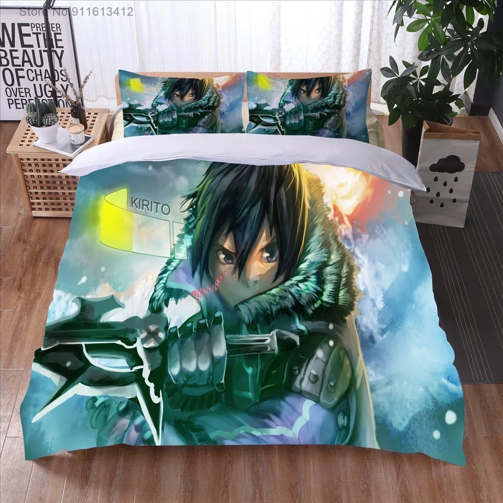 Anime Sword Art Online High Quality 3D Printed Pattern Duvet Cover with Pillow Cover Bedding Set Anime Bed Set Bedroom Luxury 