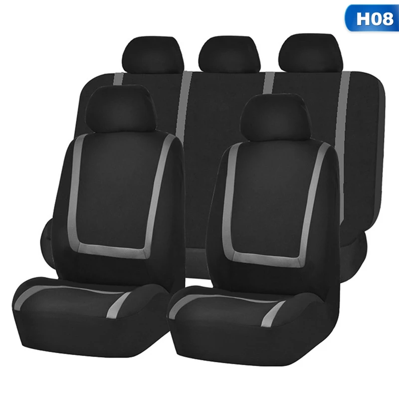 9pcs Set Red Универсальный чехол для автомобильных сидений из полиэфирной ткани, чехлы для автомобильных сидений, чехлы для автомобильных сидений, защита для автомобильных сидений, аксессуары для интерьера - Название цвета: 9pcs Set Red