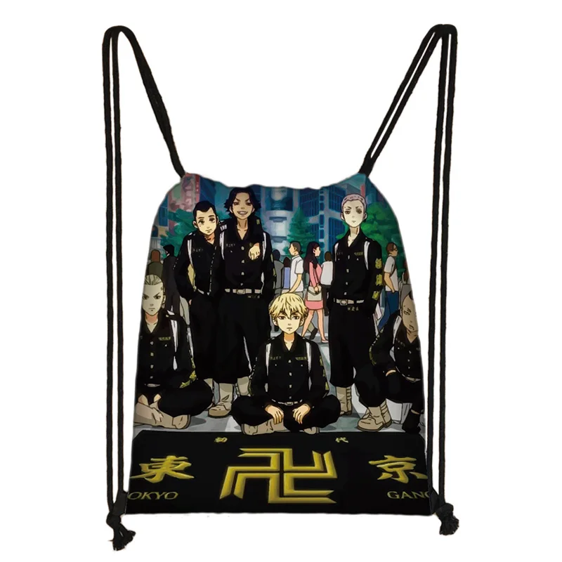

Рюкзак на шнурке для мужчин и женщин, сумка с рисунком аниме Токийский Мстители, для подростков, шоппинга, школы, путевечерние, сумки для хранения